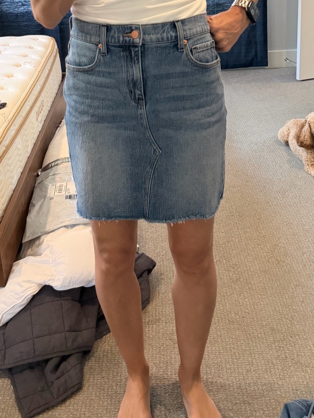 Evereve Light Blue Faded Denim Mini Skirt Size Small - Picture 3 of 3